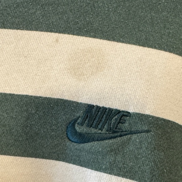 Nike Women's Striped Crew Neck Sweater - Green and White - Picture 3 of 4